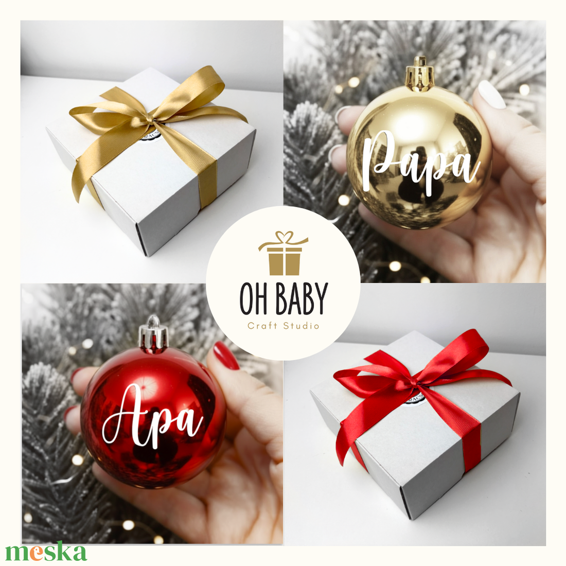 Névre szóló Karácsonyi gömb, Egyedi ajándék, Karácsonyi gömb felirattal, Karácsonyi dísz ajándéknak, Gömb felirattal - karácsony - karácsonyi lakásdekoráció - karácsonyfadíszek - Meska.hu