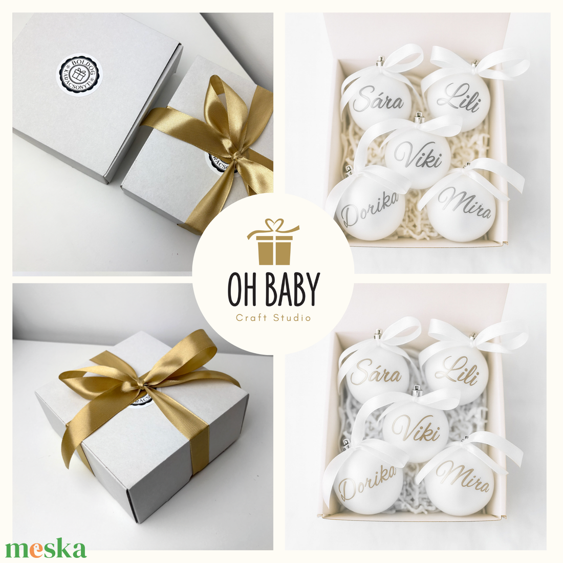 Karácsonyi gömb névre szóló, Karácsonyi gömb egyedi felirattal, Egyedi karácsonyi gömb, Karácsonyi dísz ajándéknak - karácsony - karácsonyi lakásdekoráció - karácsonyfadíszek - Meska.hu