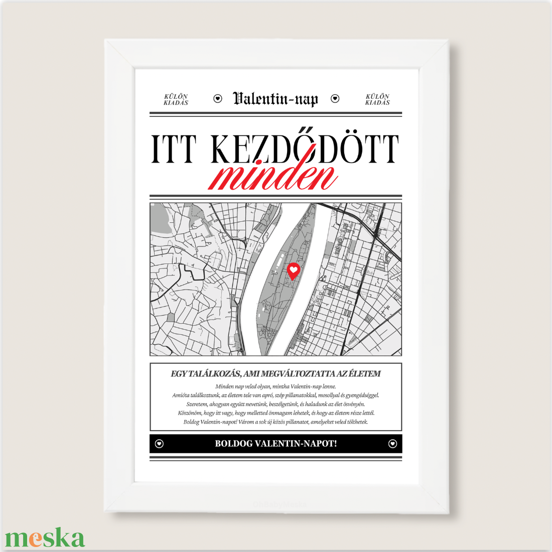 Valentin-napi ajándék, Minden itt kezdődött kép, Ajándék évfordulóra, Ajándék Pároknak, Falikép, Egyedi Poszter - otthon & életmód - dekoráció - kép & falikép - poszter - Meska.hu