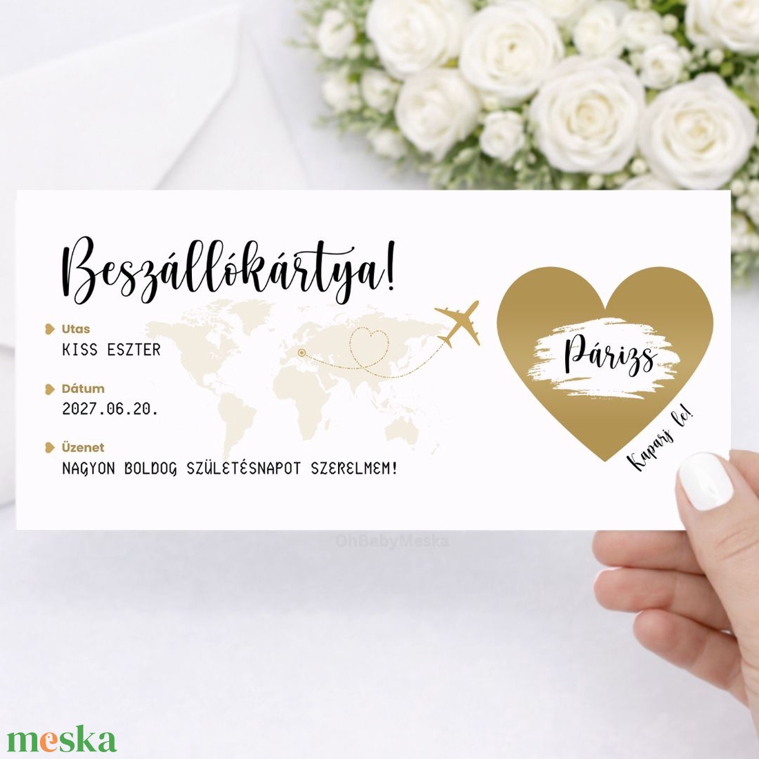 Beszállókártya, Kaparós Sorsjegy, Kaparós Ajándék Kártya, Egyedi Kártya, Szülinapi Köszöntő, Utazás Bejelentés - otthon & életmód - papír, írószer - ajándékozás kellékei - ajándék sorsjegy - Meska.hu