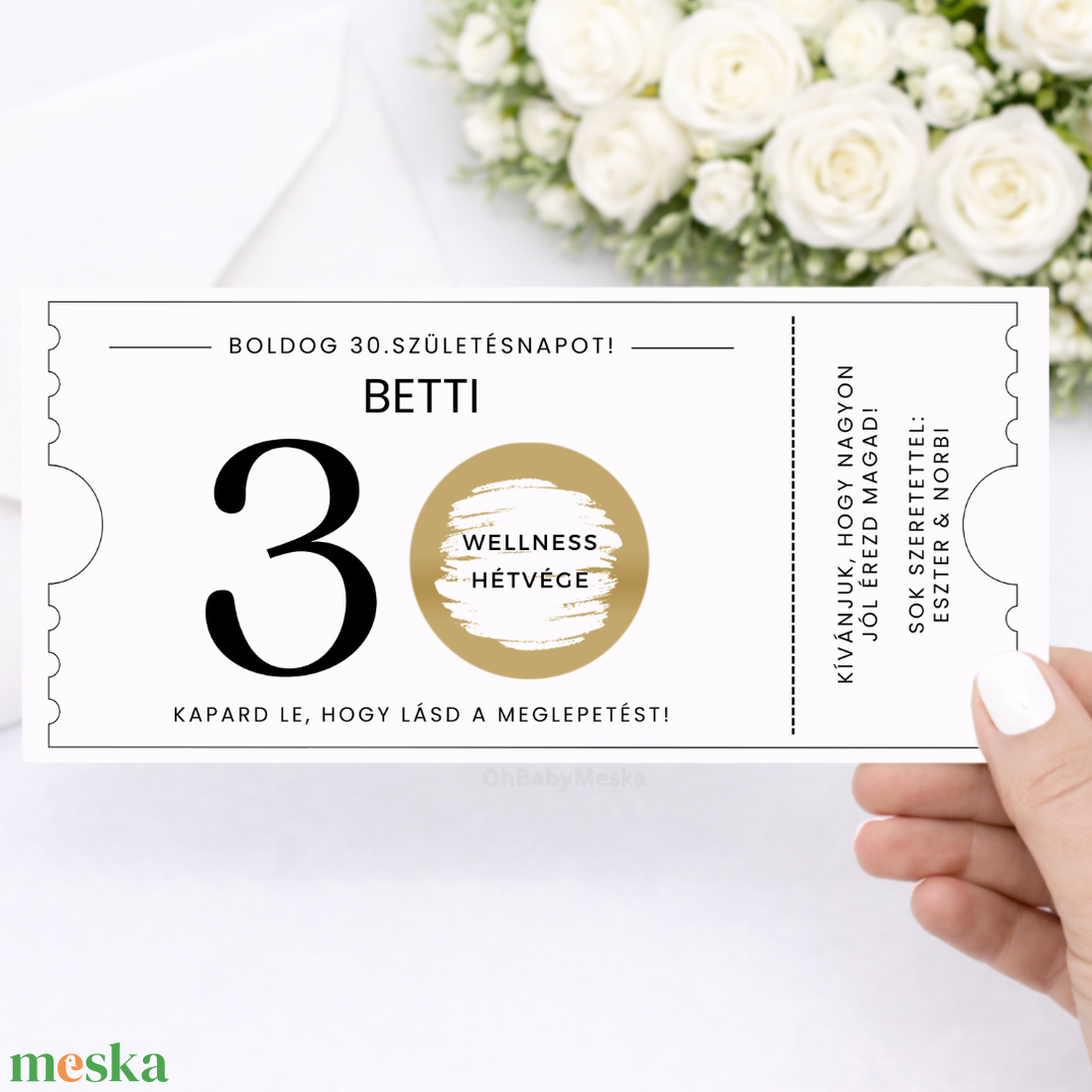 30. Születésnap, Kaparós Sorsjegy, Kaparós Szülinapi Kártya, Egyedi Meglepetés Kártya, Szülinapi Köszöntő - otthon & életmód - papír, írószer - ajándékozás kellékei - ajándék sorsjegy - Meska.hu