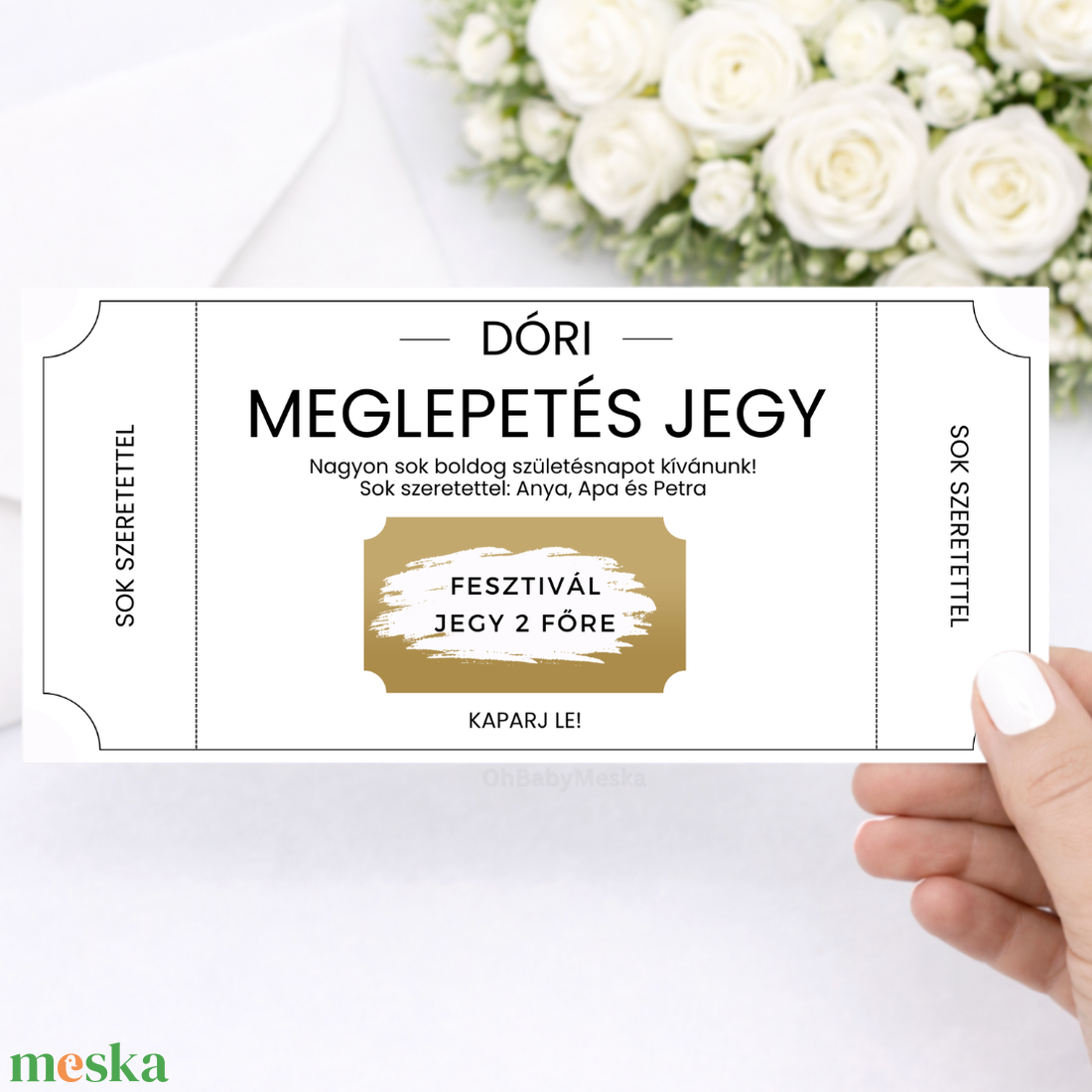 Ajándékkísérő Kártya, Kaparós Sorsjegy, Kaparós Szülinapi Kártya, Egyedi Meglepetés Kártya, Szülinapi Köszöntő - otthon & életmód - papír, írószer - ajándékozás kellékei - ajándék sorsjegy - Meska.hu