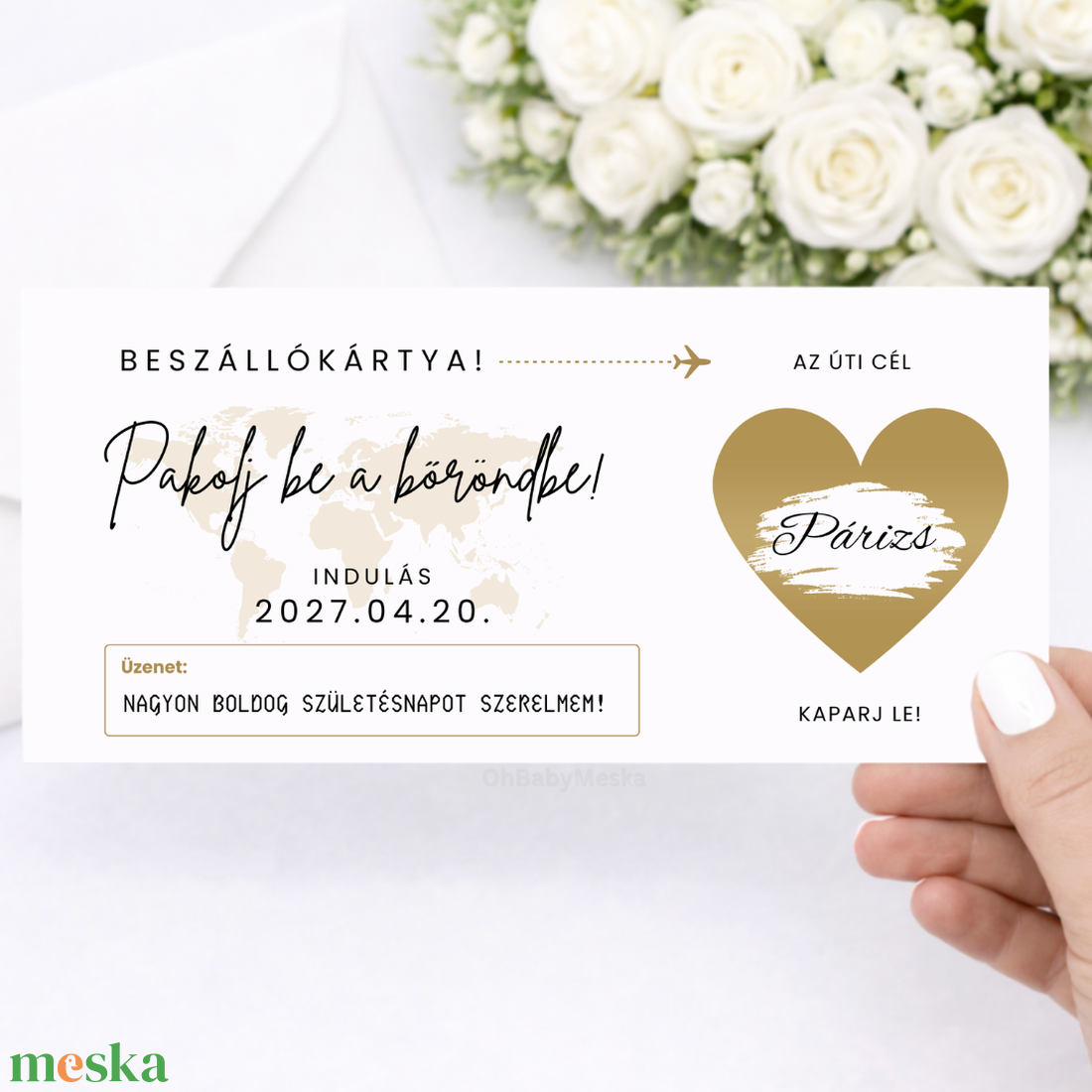 Beszállókártya, Kaparós Sorsjegy, Kaparós Ajándék Kártya, Egyedi Kártya, Szülinapi Köszöntő, Utazás Bejelentés - otthon & életmód - papír, írószer - ajándékozás kellékei - ajándék sorsjegy - Meska.hu