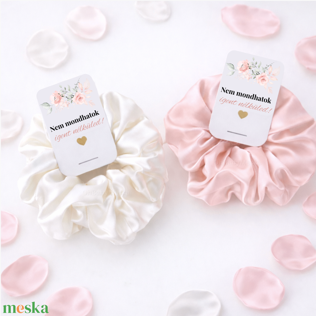 Koszorúslány hajgumi, Lánybúcsú kellékek, Tanúfelkérő scrunchie, Koszorúslány felkérő, Virágszóró kislány - esküvő - meghívó & kártya - koszorúslány felkérő - Meska.hu