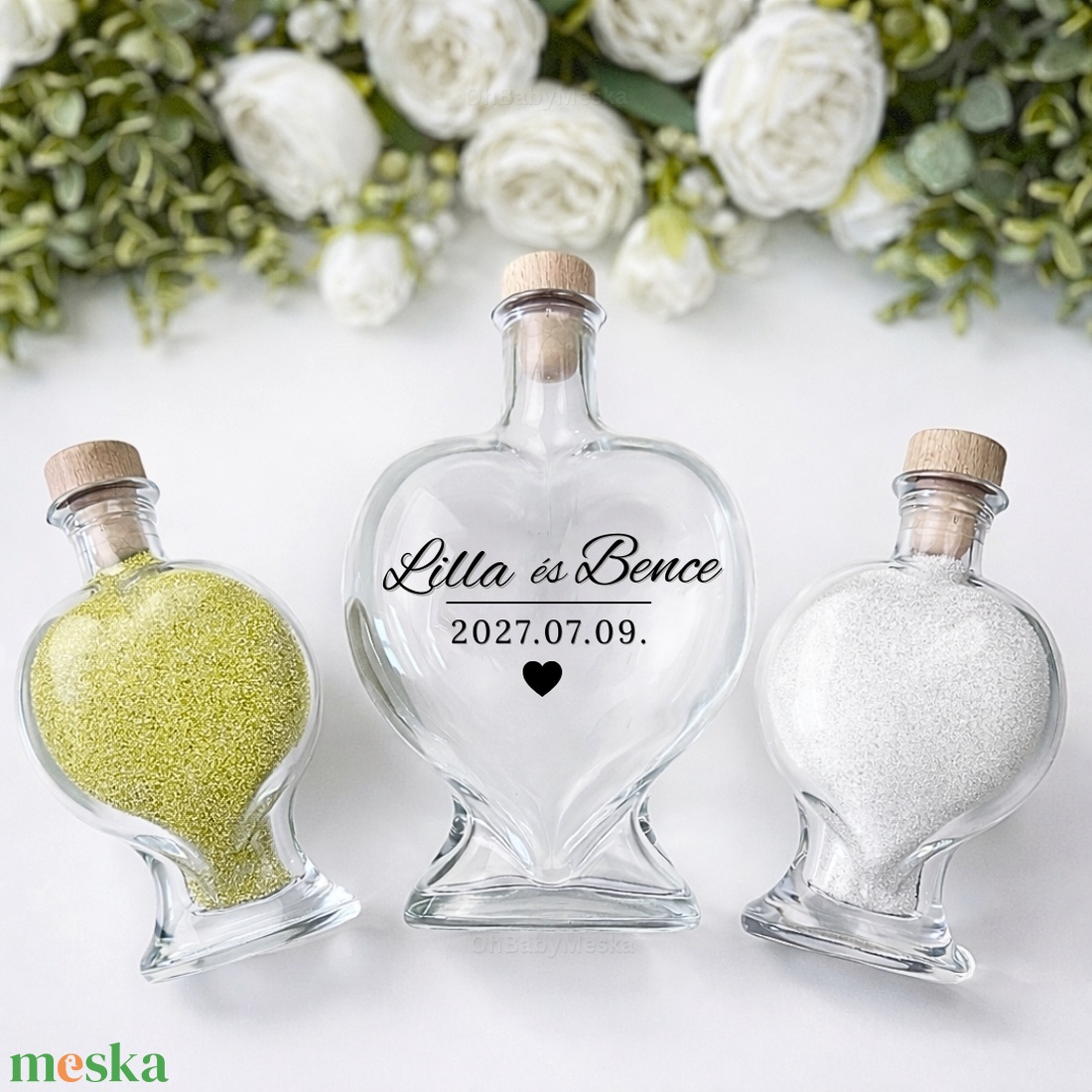 Homok ceremónia, Homokceremónia szett felirattal, Esküvői Homok ceremónia, Homoköntő ceremónia, Dekorhomok - esküvő - emlék & ajándék - nászajándék - ceremónia szett - Meska.hu