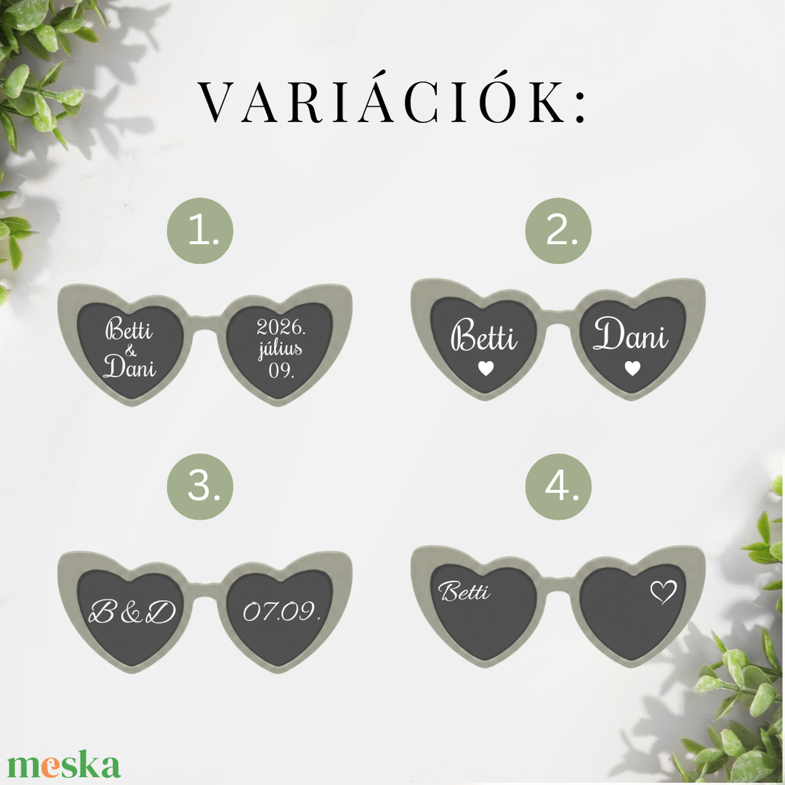Lánybúcsú napszemüveg, Party szemüveg, Szíves szemüveg - esküvő - lánybúcsú - Meska.hu