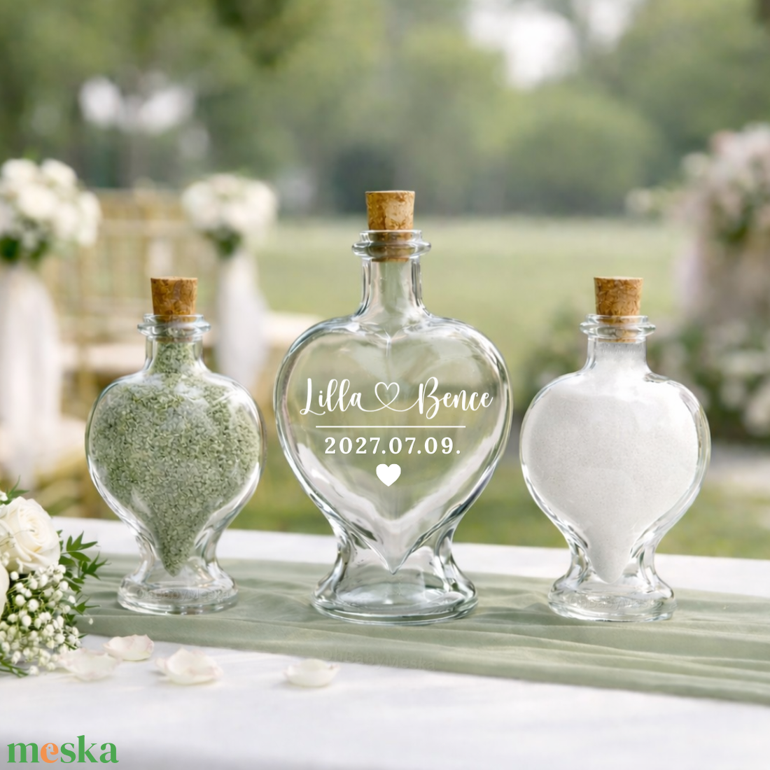  Esküvői Homok ceremónia, Homokceremónia szett felirattal, Homok ceremónia, Homoköntő ceremónia, Esküvői ceremónia szett - esküvő - emlék & ajándék - nászajándék - ceremónia szett - Meska.hu