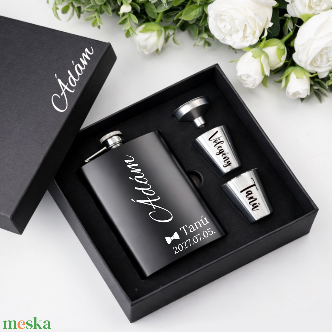 Tanú felkérő szett, Tanú felkérő, Esküvői feles pohár, Férfi Tanú ajándék, Lapos üveg - esküvő - meghívó & kártya - tanú felkérő - Meska.hu