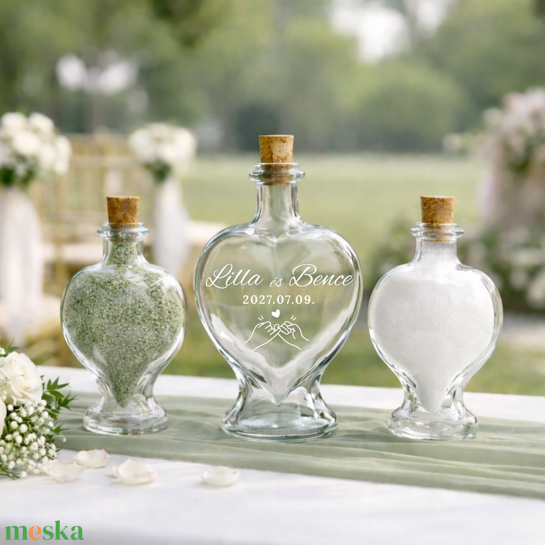  Esküvői Homok ceremónia, Homokceremónia szett felirattal, Homok ceremónia, Homoköntő ceremónia, Esküvői ceremónia szett - esküvő - emlék & ajándék - nászajándék - ceremónia szett - Meska.hu