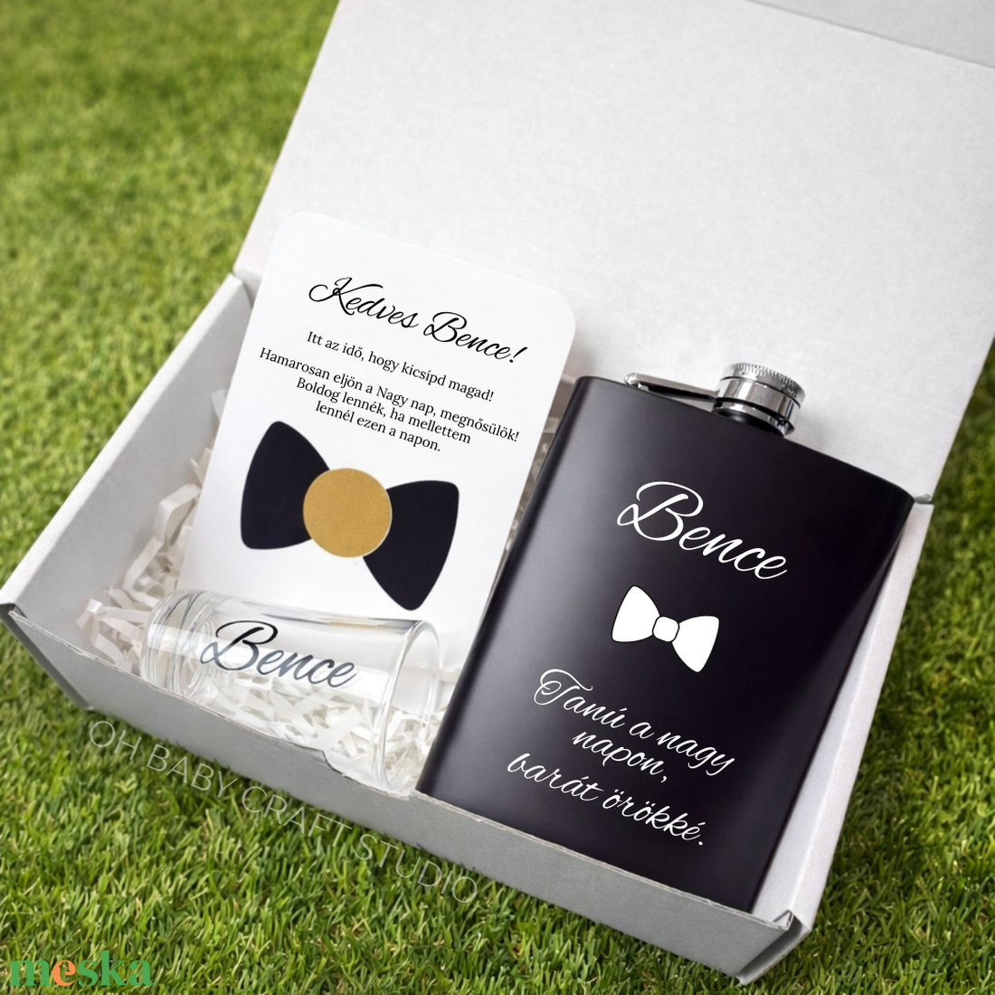 Tanú felkérő ajándék doboz � laposüveg, felespohár és kaparós kártya szett - esküvő - meghívó & kártya - tanú felkérő - Meska.hu