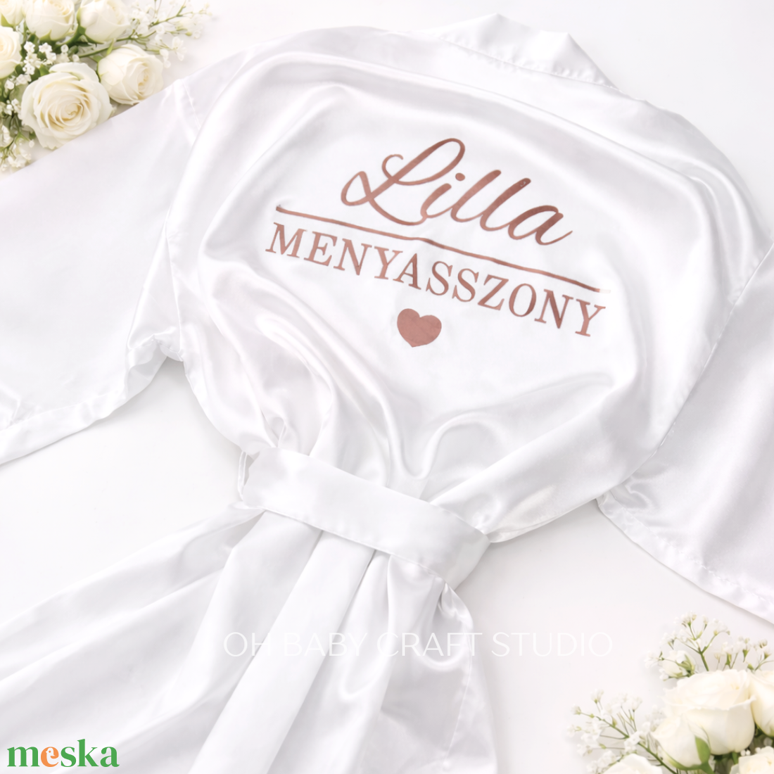 Menyasszonyi készülődős köntös és papucs � Egyedi, névre szóló szett - esküvő - kiegészítők - esküvői köntös - Meska.hu