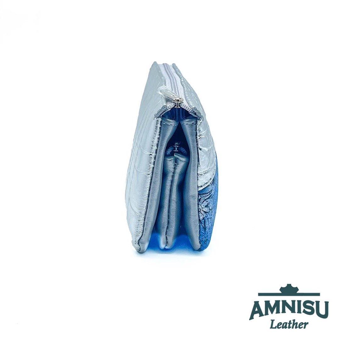 Ezüst krokkómintás - kék virág mintás egyenes kristály köves női pénztárca G1002 - táska & tok - pénztárca & más tok - pénztárca - női pénztárca - Meska.hu