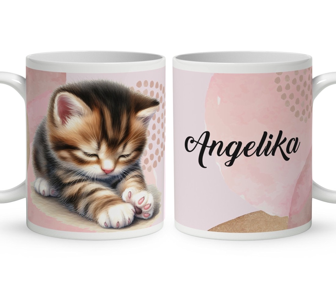 Kérd a Neveddel - Játszó cuki cicus mintás bögre - otthon & életmód - konyhafelszerelés, tálalás - tálalás - bögre & csésze - Meska.hu