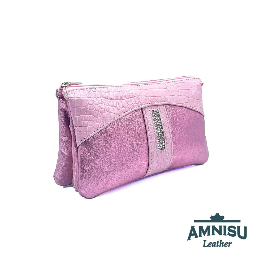 Metál rózsaszín - rózsaszín krokkómintás egyenes kristály köves női pénztárca G4001 - táska & tok - pénztárca & más tok - pénztárca - női pénztárca - Meska.hu