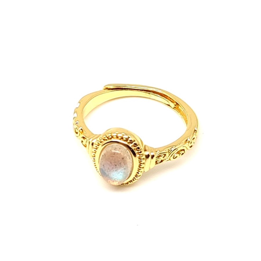 Labradorit gyűrű ovál 10x8 mm, aranyszínű, állítható Sarkvidéki Ég -  - Meska.hu