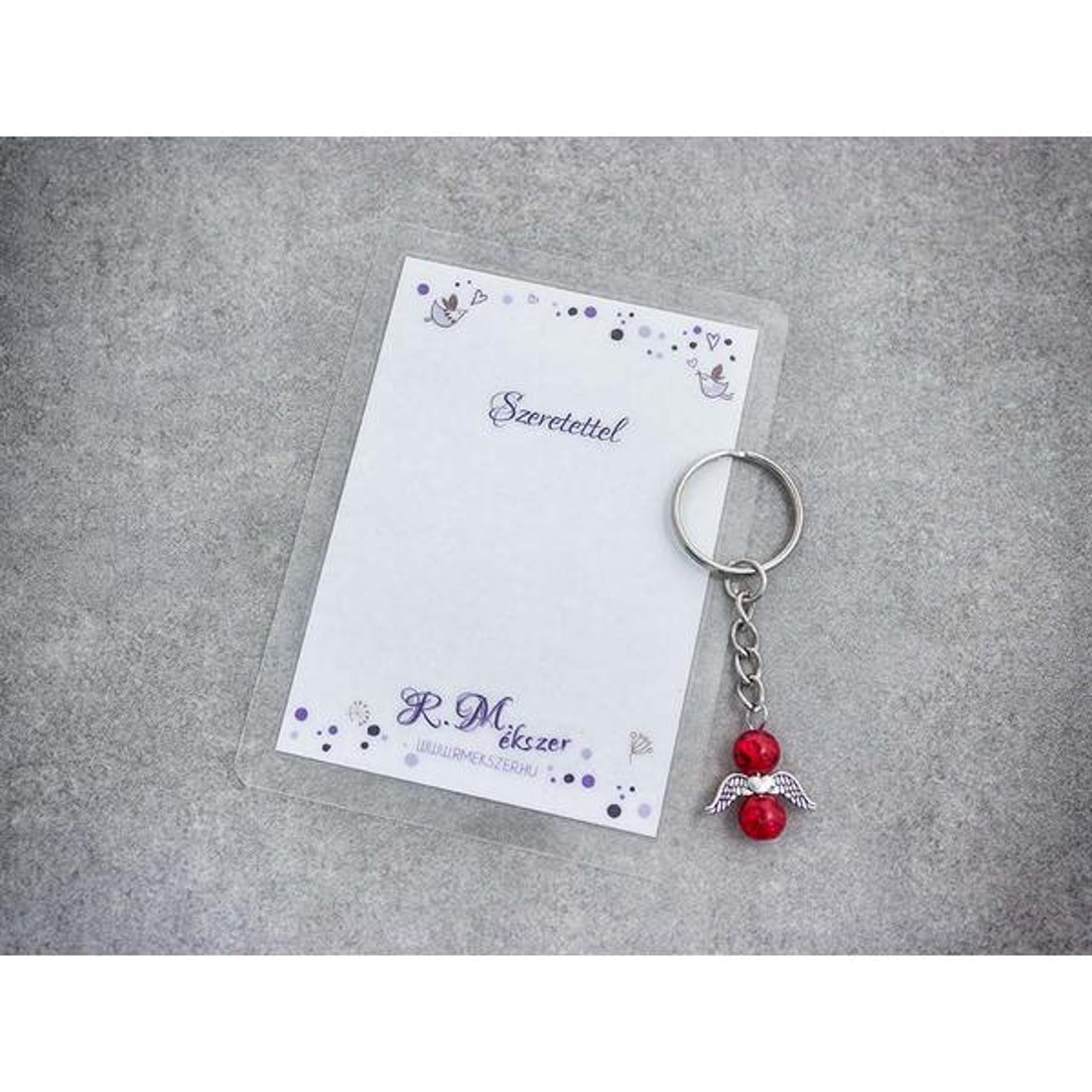 Szeretettel piros angyal medálos kulcstartó - táska & tok - kulcstartó & táskadísz - kulcstartó - Meska.hu