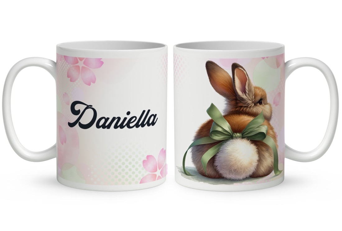 Névvel kérhető - Zöld masnis Nyuszi popsi mintás bögre - otthon & életmód - konyhafelszerelés, tálalás - tálalás - bögre & csésze - Meska.hu