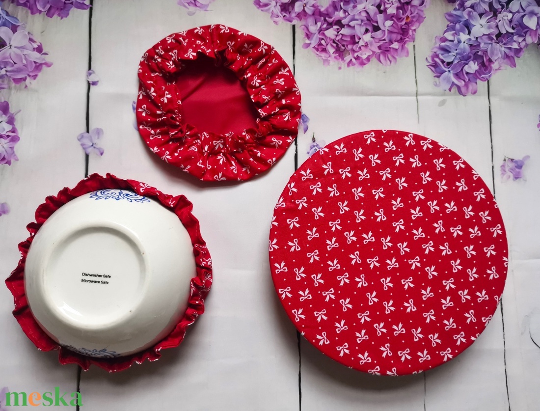 Masnis edénysapka, edényfedő szett 3db - Többször használatos gumis pamut fedő víztaszító béléssel - otthon & életmód - konyhafelszerelés, tálalás - konyhai textil - edényfogó & edényfedő - Meska.hu