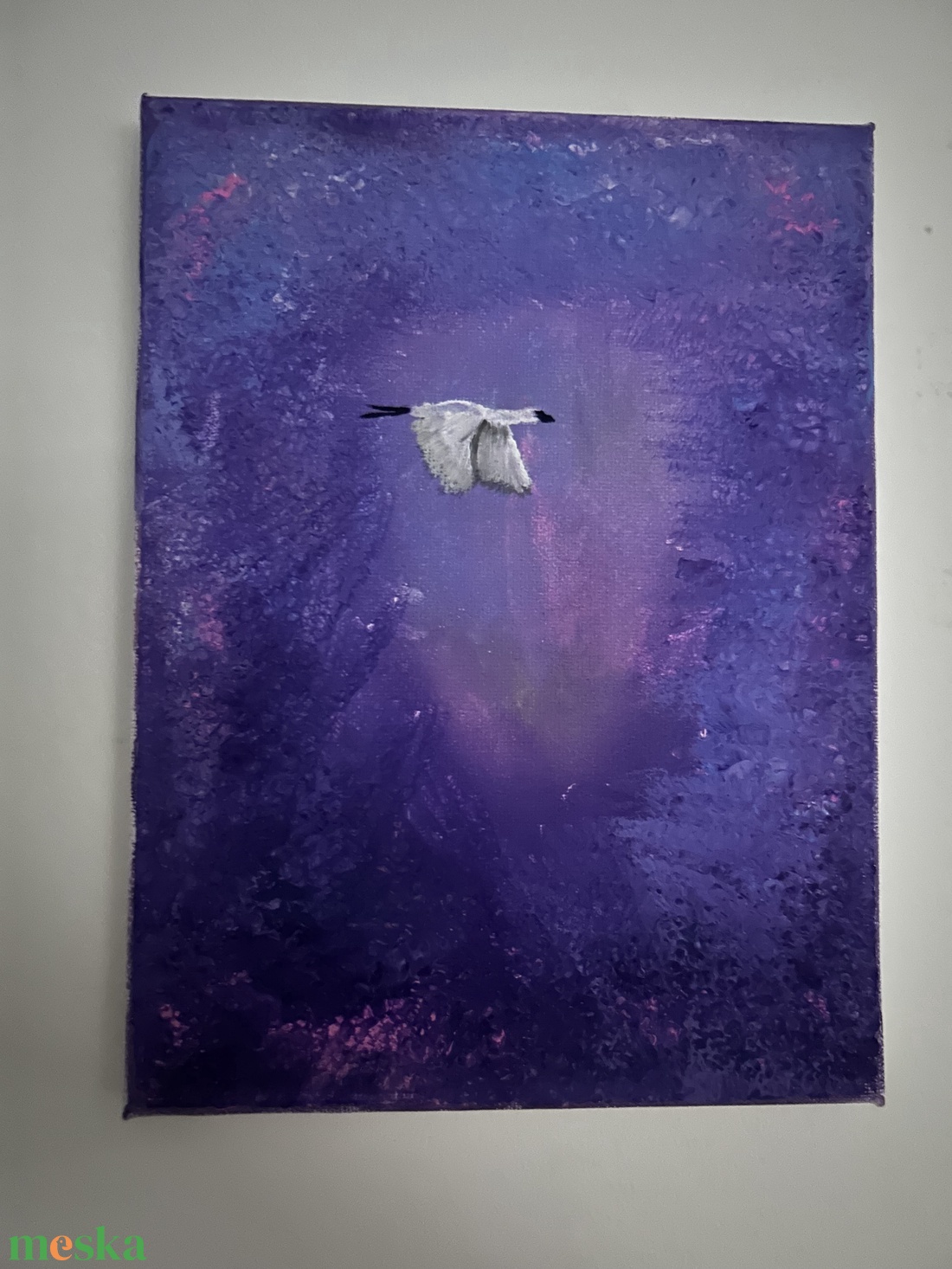 Absztrakt akril festmény repülő hattyúval - művészet - festmény - akril - Meska.hu