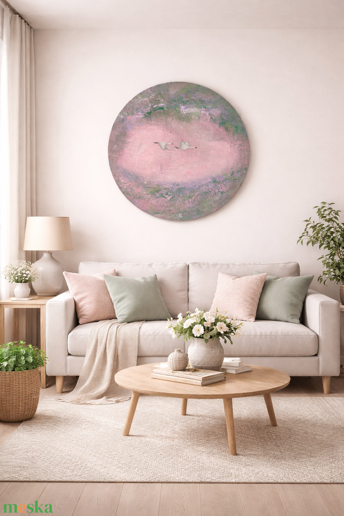 Volare in Silentio - Absztrakt akril festmény repülő hattyúkkal - művészet - festmény - akril - Meska.hu