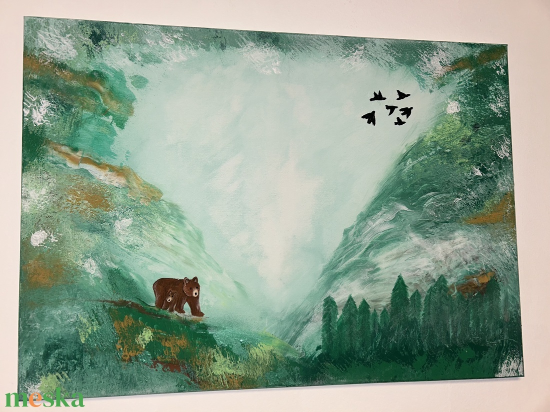 Unda Silvarum - Akril absztrakt festmény hattyúkkal - művészet - festmény - akril - Meska.hu