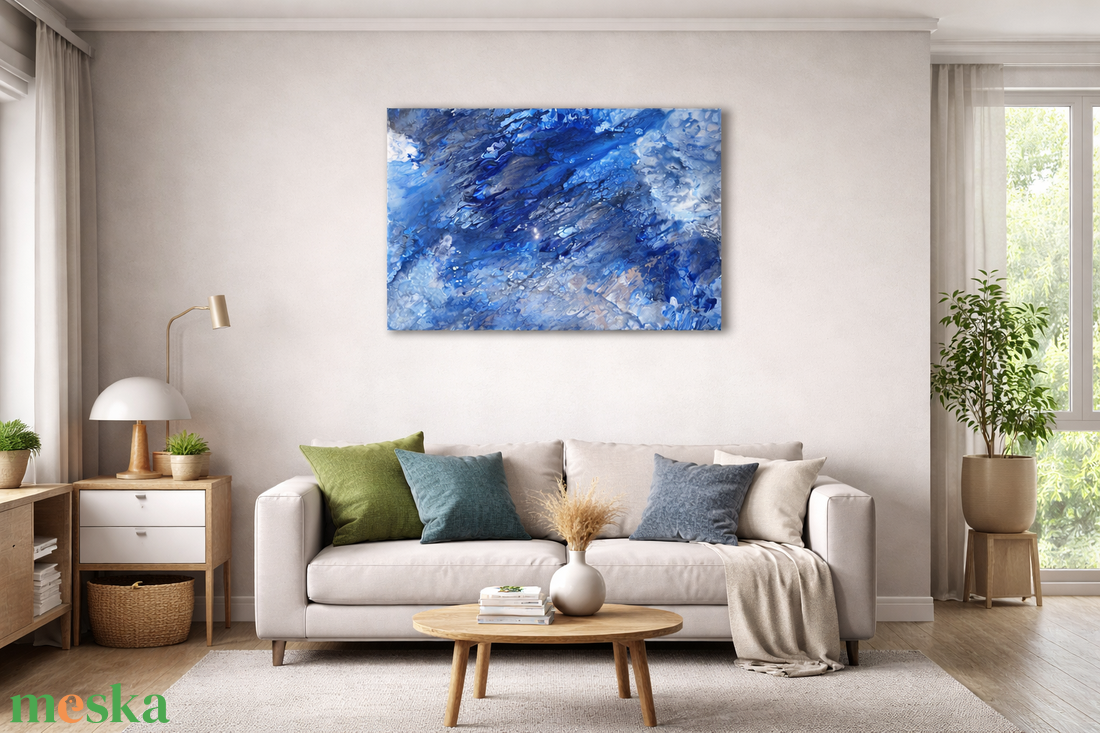 K�k vihar - Akril absztrakt festmény  - művészet - festmény - akril - Meska.hu