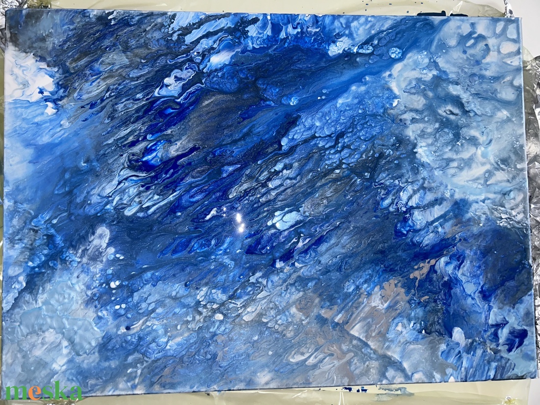 K�k vihar - Akril absztrakt festmény  - művészet - festmény - akril - Meska.hu