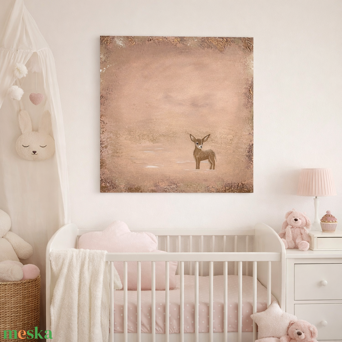 Akril festmény őzikével: A Little Fawn's Dream - művészet - festmény - akril - Meska.hu