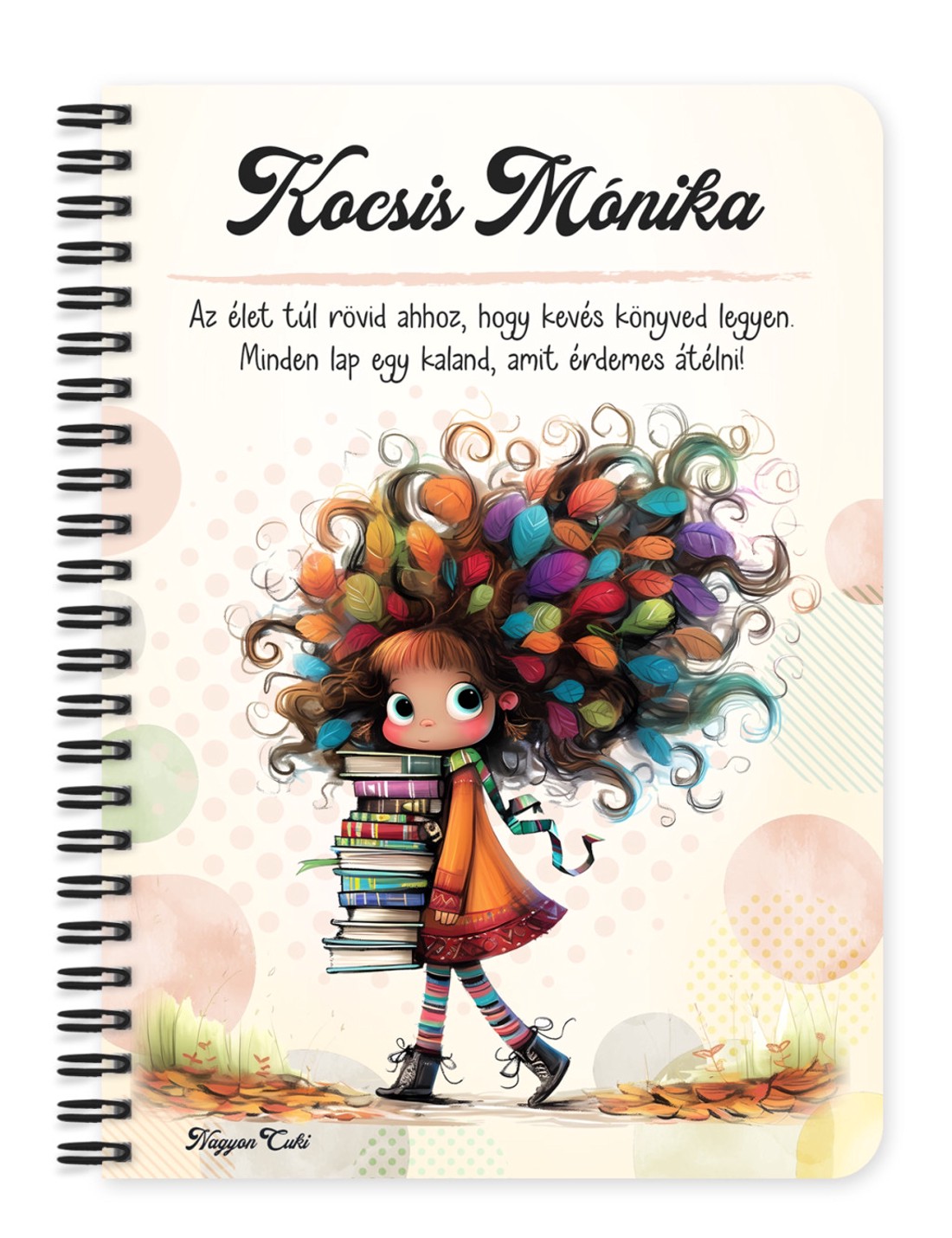 Személyre szabható - Könyves őszi Könyvmoly lány mintás A6-os füzet - otthon & életmód - papír, írószer - jegyzetfüzet & napló - Meska.hu