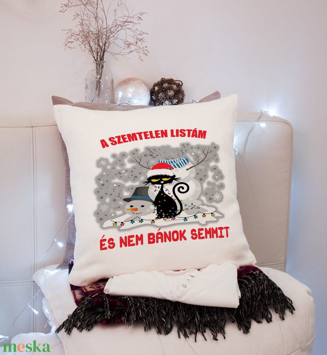 Cicás vicces karácsonyi párnahuzat - otthon & életmód - lakástextil - párna & párnahuzat - Meska.hu