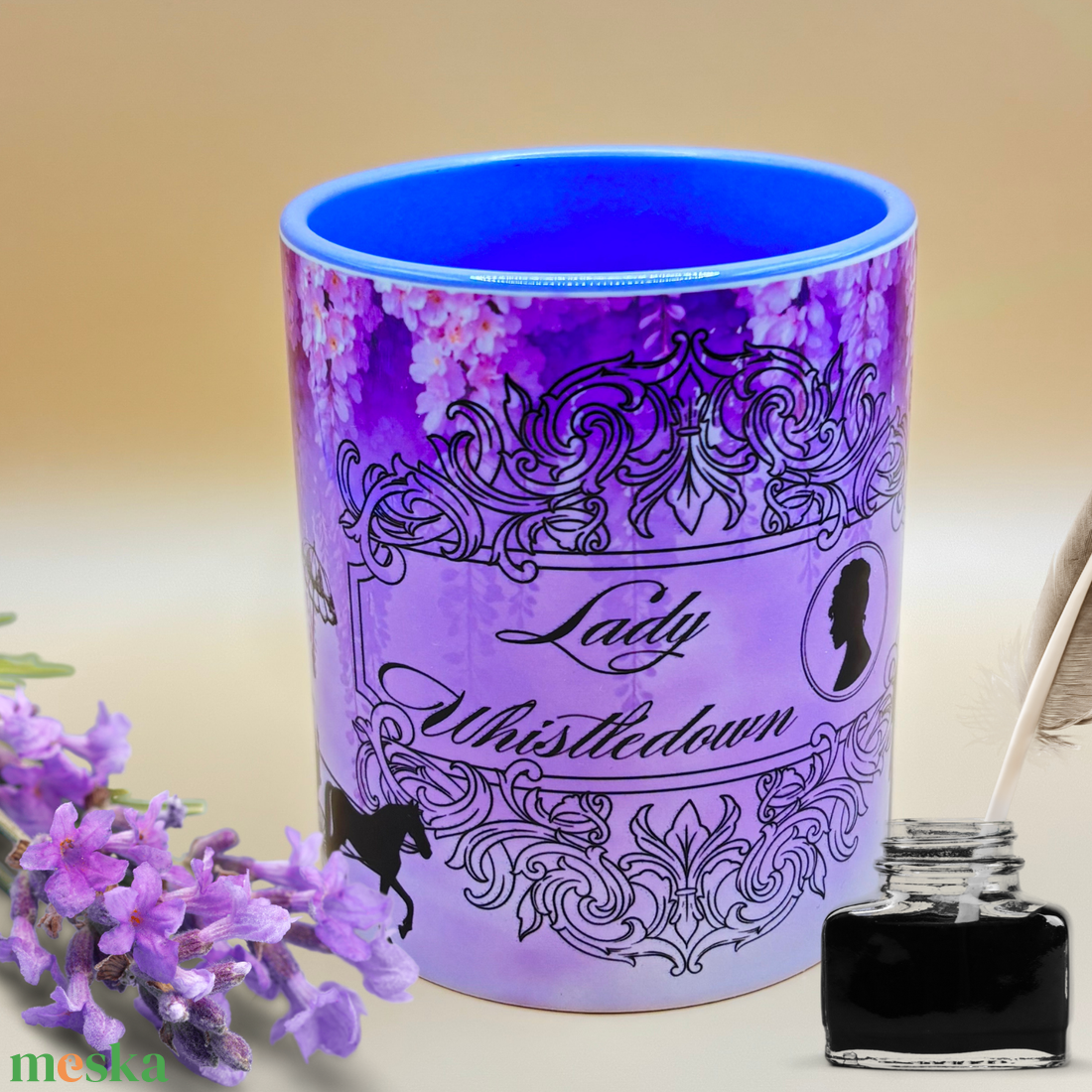 Lady Whistledown lila bögre - otthon & életmód - konyhafelszerelés, tálalás - tálalás - bögre & csésze - Meska.hu