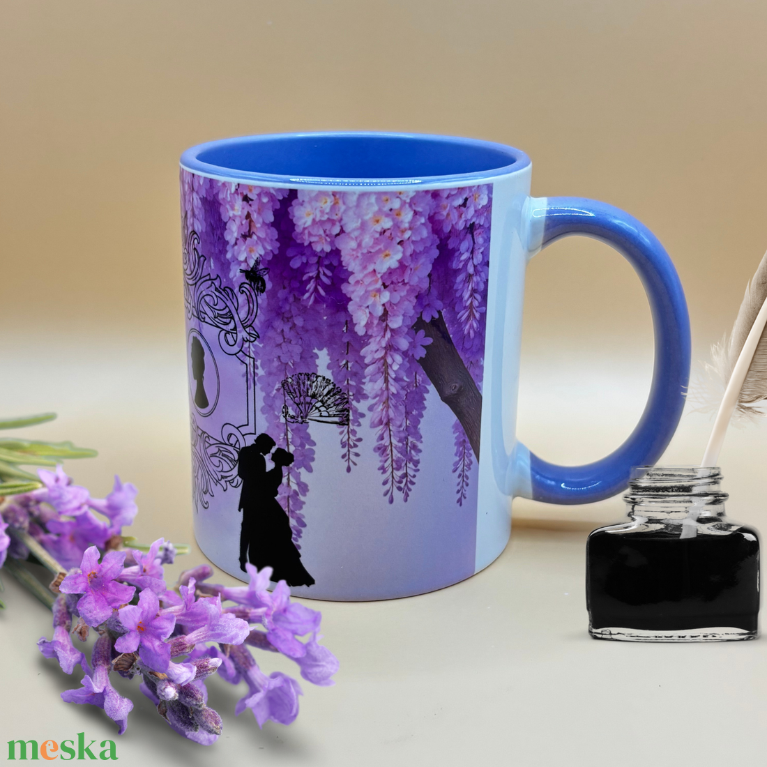 Lady Whistledown lila bögre - otthon & életmód - konyhafelszerelés, tálalás - tálalás - bögre & csésze - Meska.hu