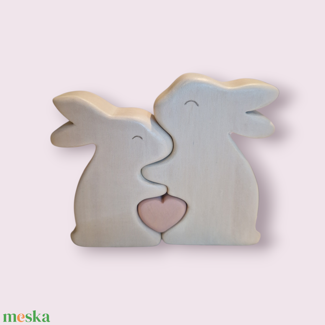 Ölelős nyuszipár szívvel - játék & sport - plüssállat & játékfigura - nyuszi - Meska.hu