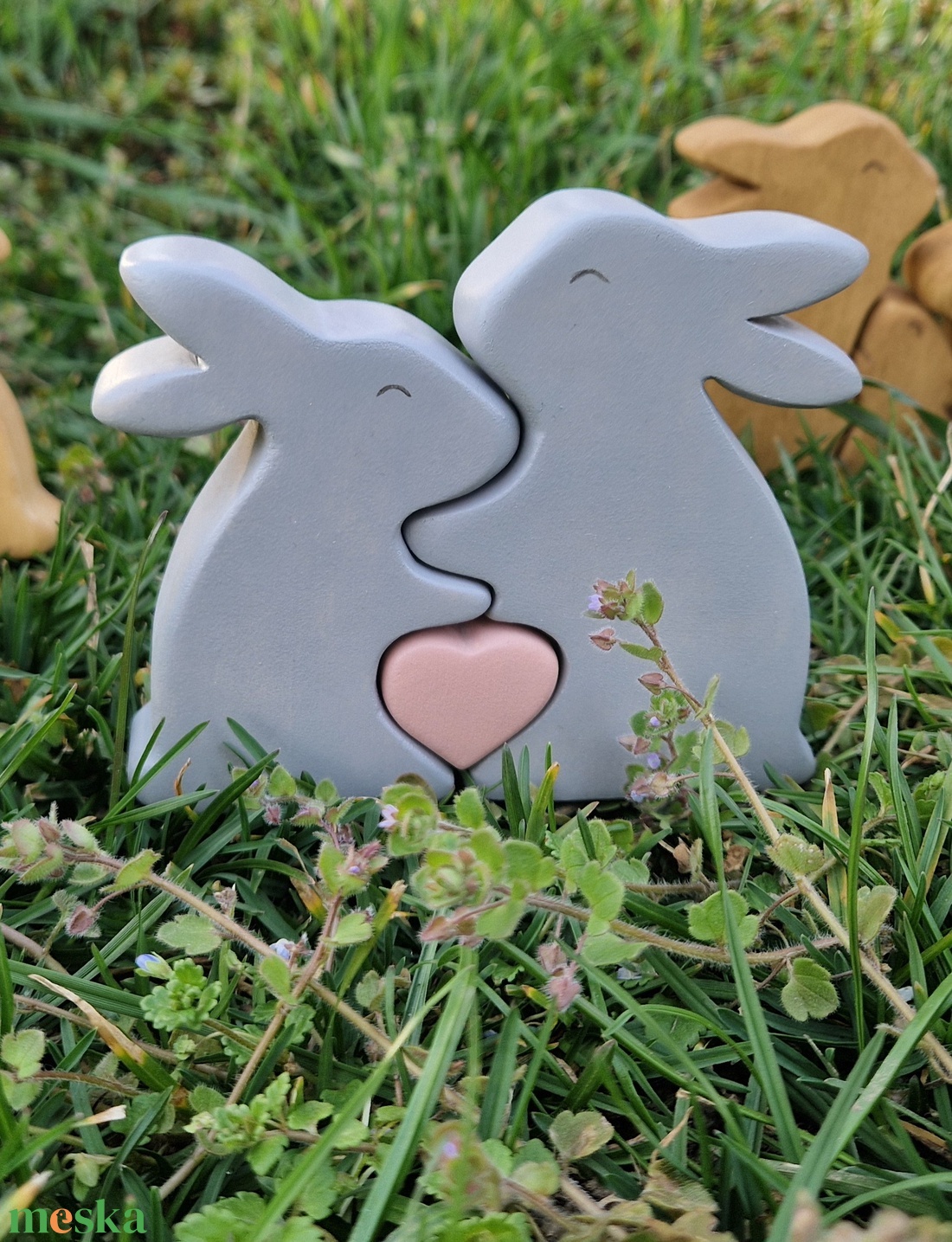 Ölelős nyuszipár szívvel - játék & sport - plüssállat & játékfigura - nyuszi - Meska.hu