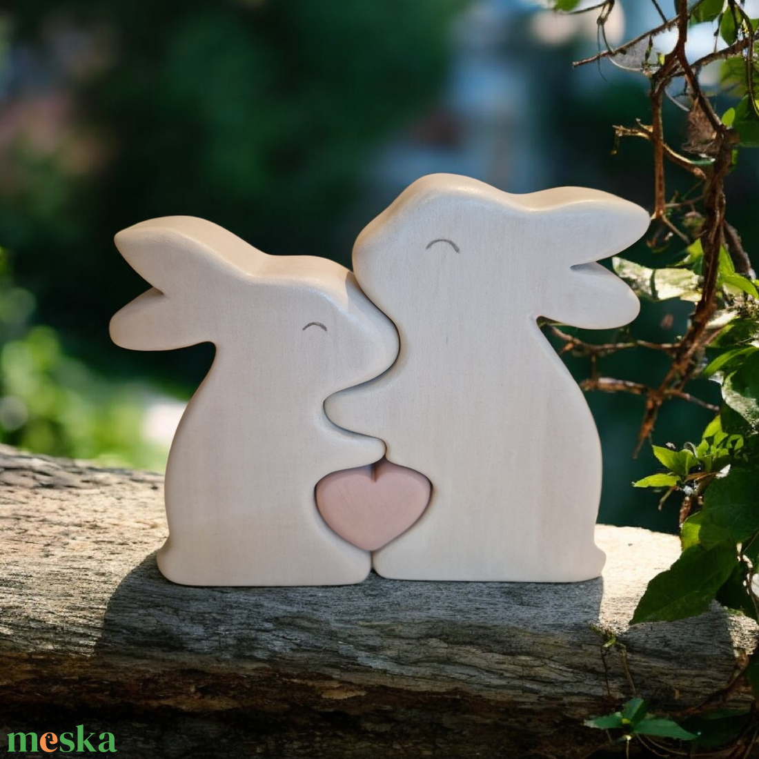 Ölelős nyuszipár szívvel - játék & sport - plüssállat & játékfigura - nyuszi - Meska.hu