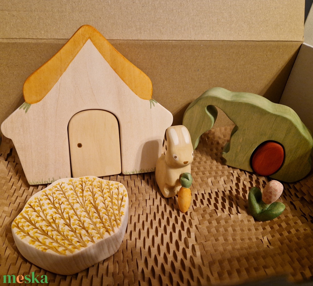 Húsvéti nyuszibox fajáték szett - ünnepi díszek, dekorációk - húsvéti díszek és dekorációk - húsvéti asztaldíszek - Meska.hu