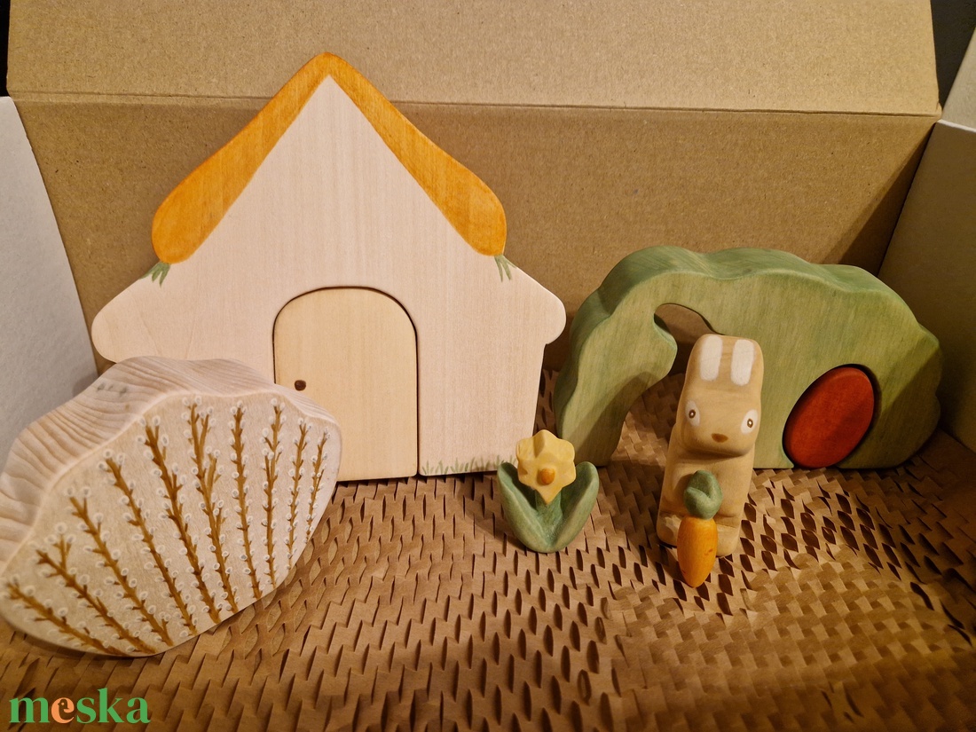 Húsvéti nyuszibox fajáték szett - ünnepi díszek, dekorációk - húsvéti díszek és dekorációk - húsvéti asztaldíszek - Meska.hu