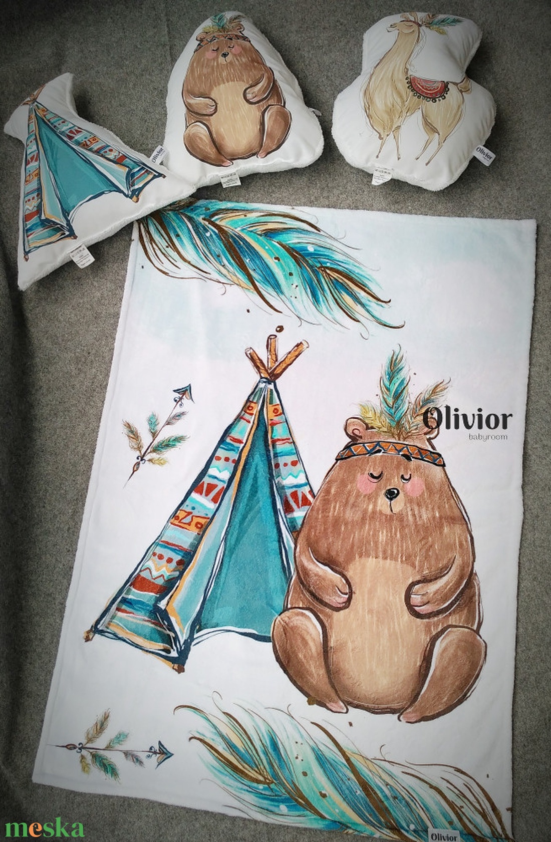 Vadnyugati boldogság kedves macis babatakaró pléd - otthon & életmód - lakástextil - Meska.hu
