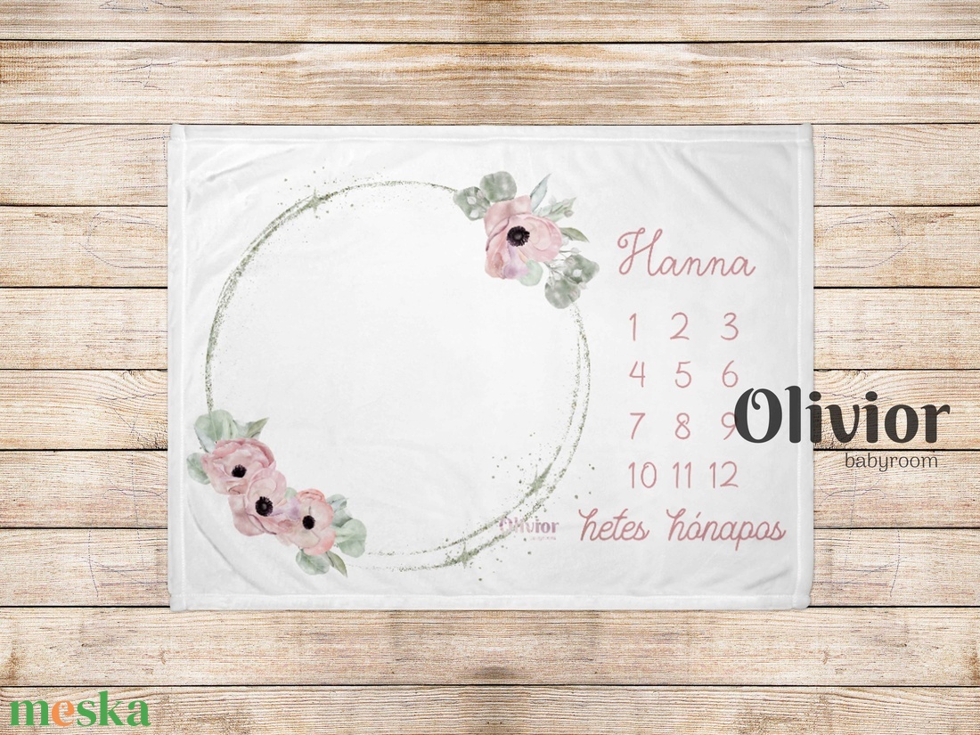 Virág koszorú puha hónap takaró, baba pléd, hónaptakaró - otthon & életmód - babaszoba, gyerekszoba - Meska.hu