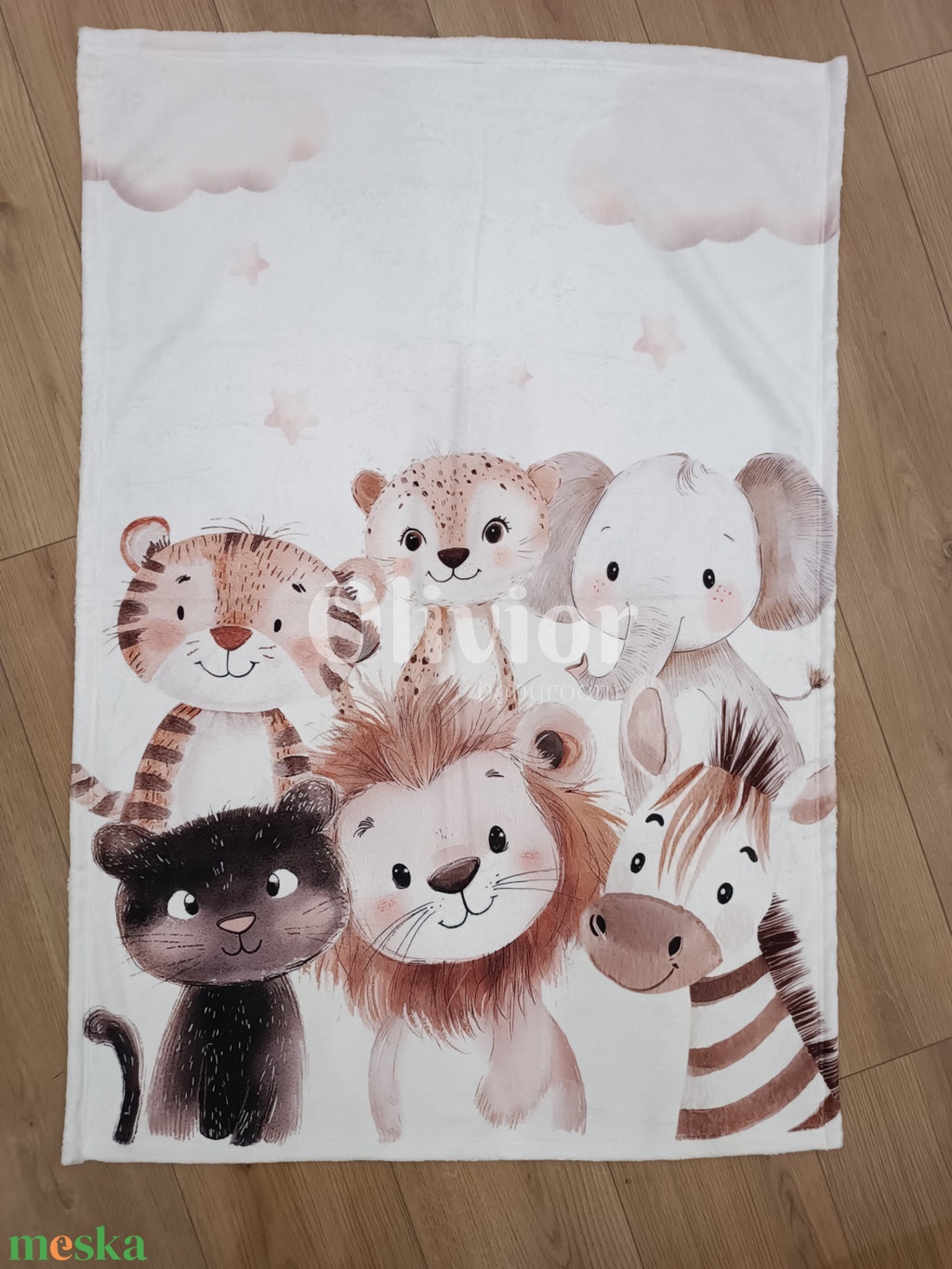 Afrikai állat mintás Neves, névre szóló puha takaró, baba pléd névvel - baba - mama - baba ágynemű - babatakaró, gyerek pléd - Meska.hu