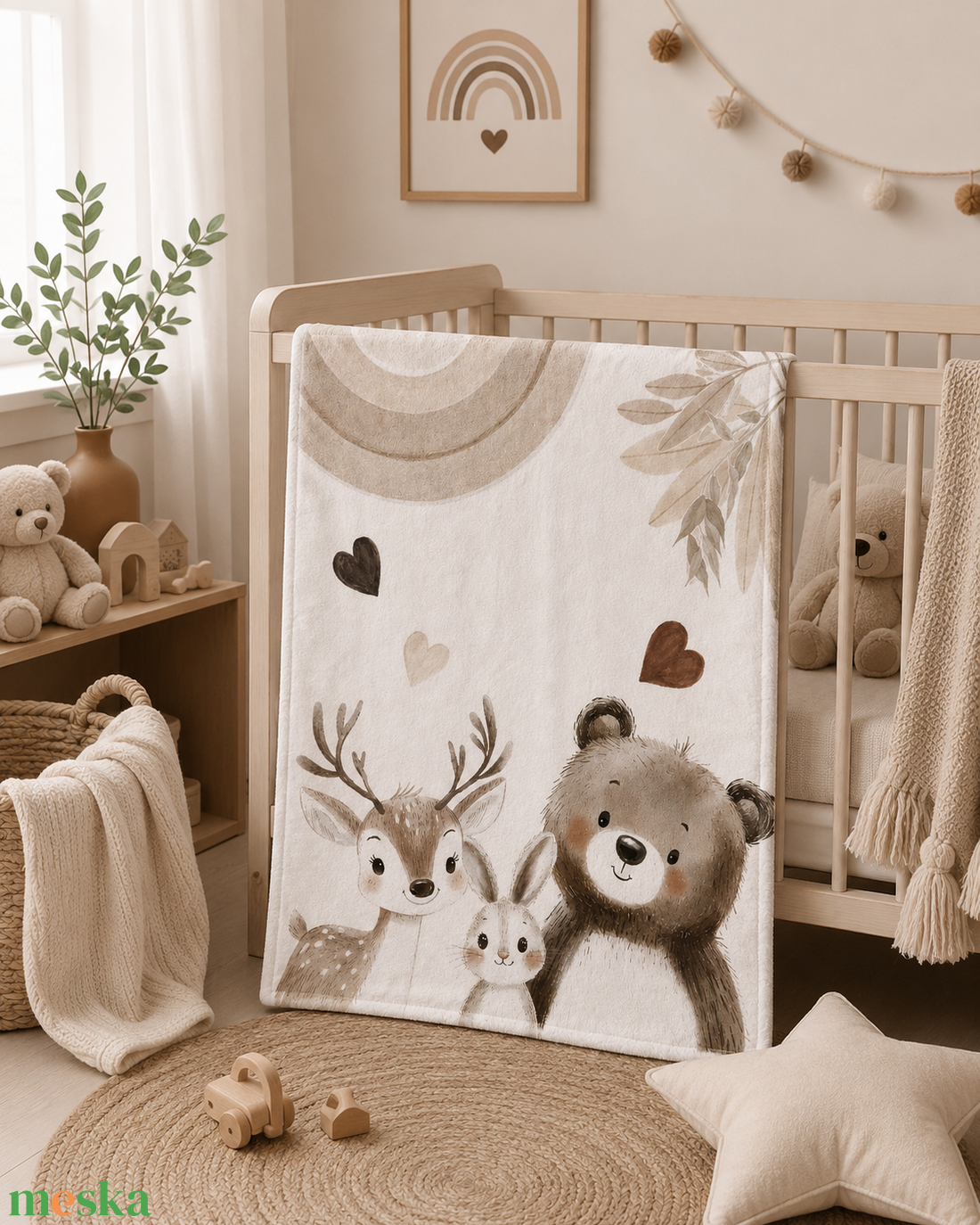 Erdei állat mintás Neves, névre szóló puha takaró, baba pléd névvel - baba - mama - baba ágynemű - babatakaró, gyerek pléd - Meska.hu