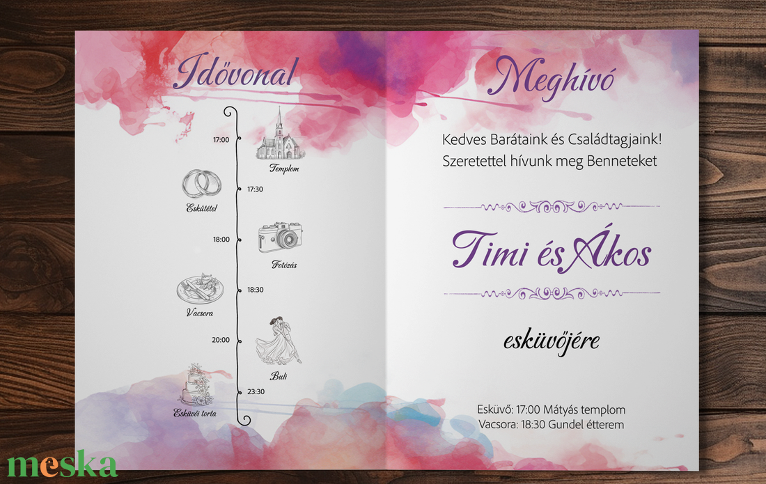 Romantikus  esküvői meghívó - esküvő - meghívó & kártya - meghívó - Meska.hu