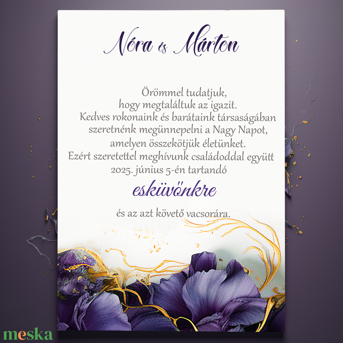 Lila-arany esküvői meghívó - esküvő - meghívó & kártya - meghívó - Meska.hu Lila-arany esküvői meghívó - esküvő - meghívó & kártya - meghívó - Meska.hu