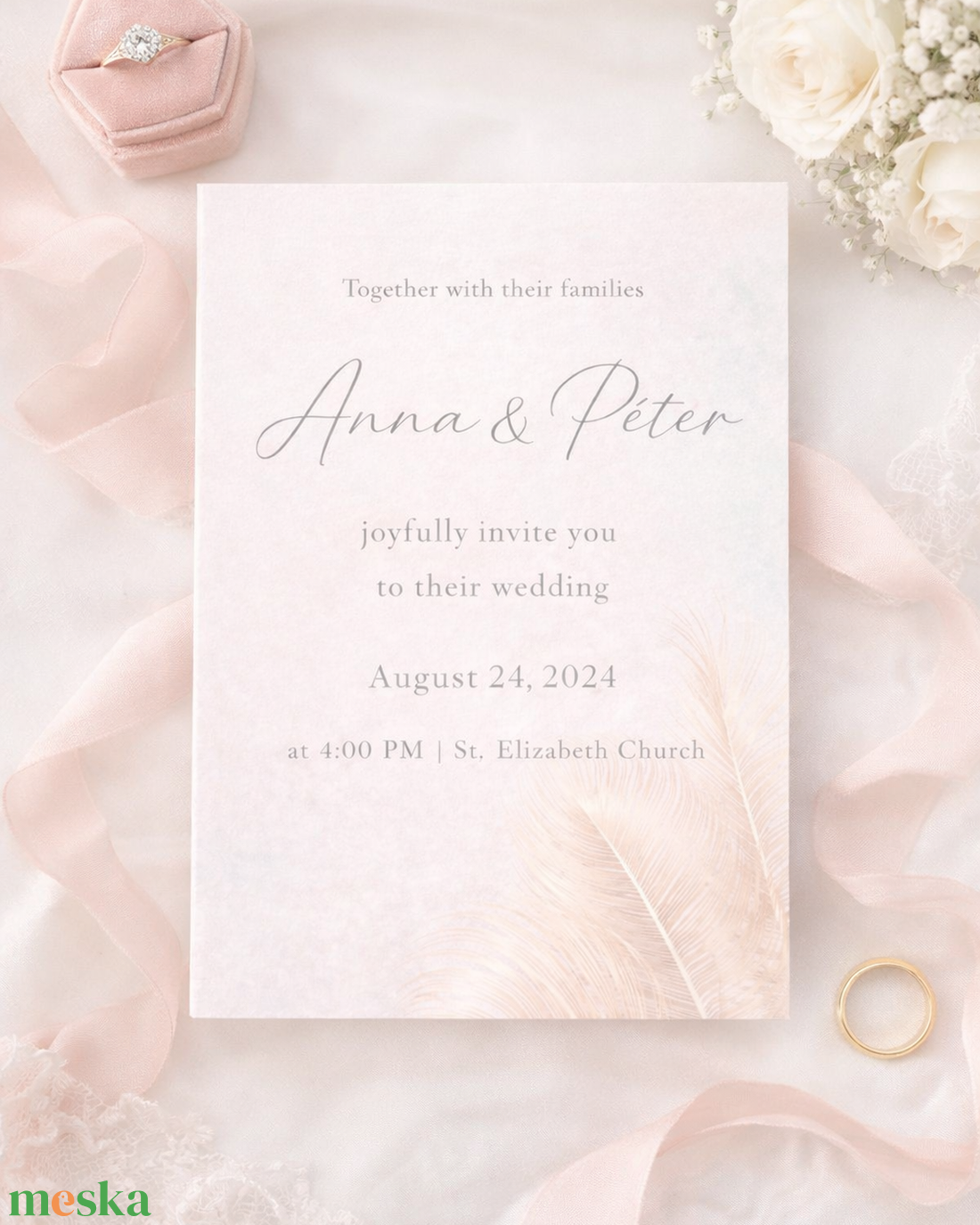 Légies barack esküvői meghívó - esküvő - meghívó & kártya - meghívó - Meska.hu