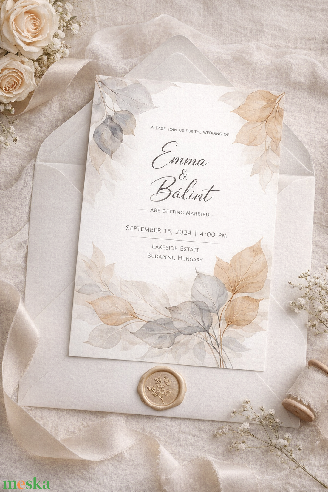 Őszi hangulat esküvői meghívó - esküvő - meghívó & kártya - meghívó - Meska.hu