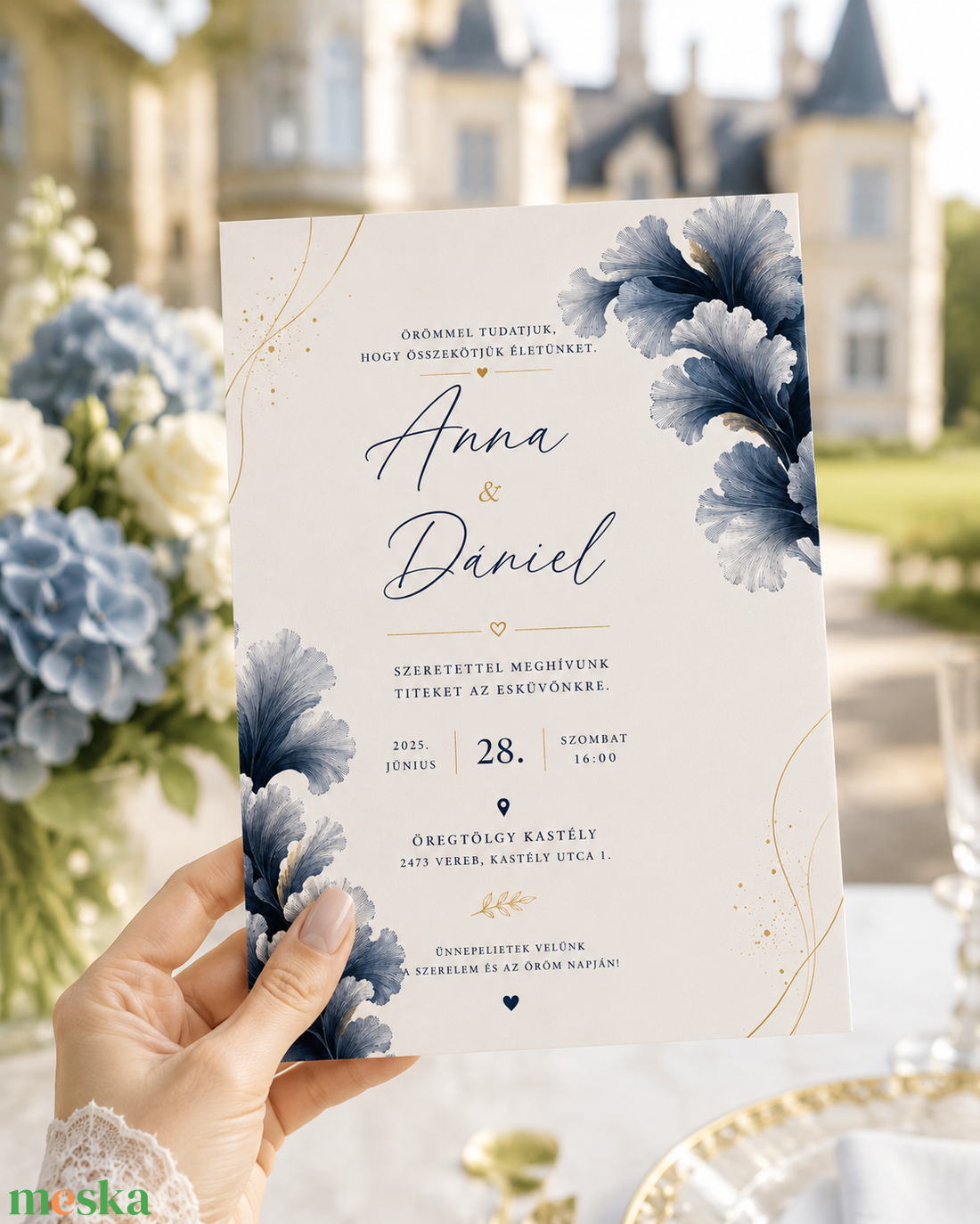 Royal Bloom � Elegáns Kétoldalas Esküvői Meghívó - esküvő - meghívó & kártya - meghívó - Meska.hu