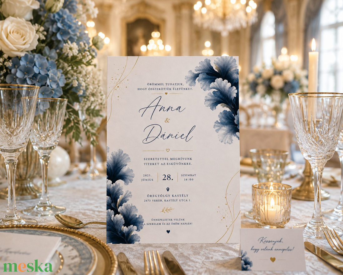 Royal Bloom � Elegáns Kétoldalas Esküvői Meghívó - esküvő - meghívó & kártya - meghívó - Meska.hu