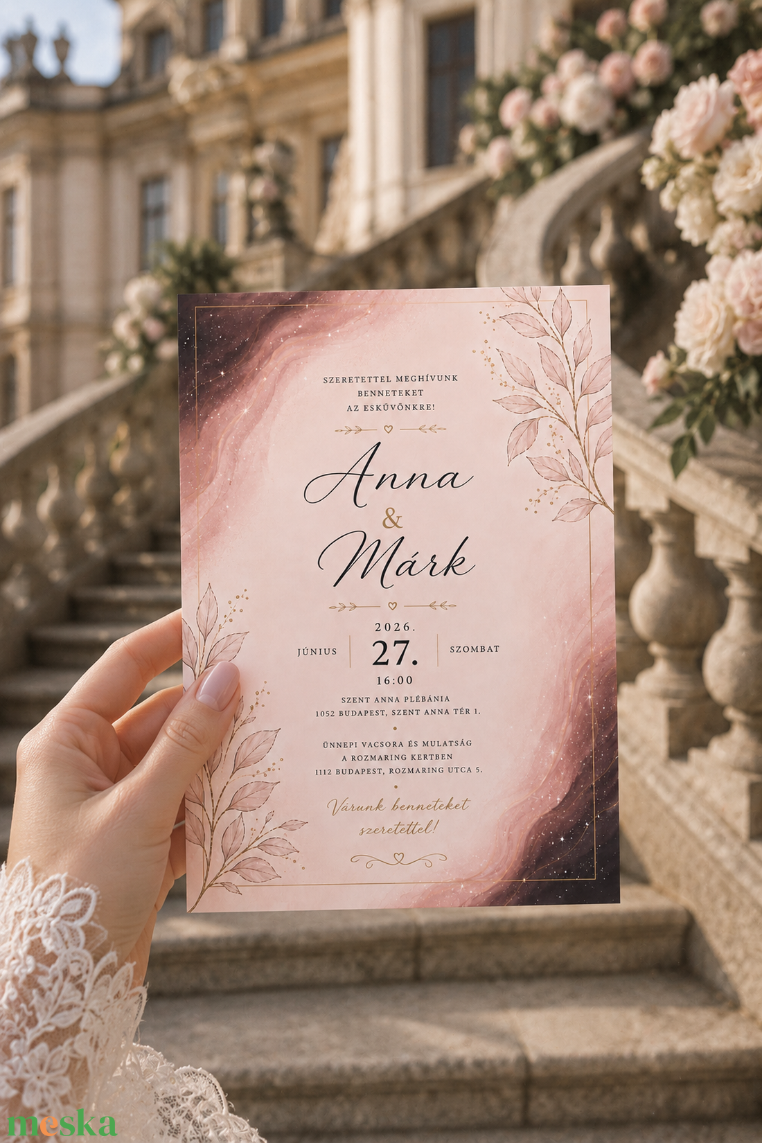 Rózsakvarc Álom � Elegáns Esküvői Meghívó - esküvő - meghívó & kártya - meghívó - Meska.hu