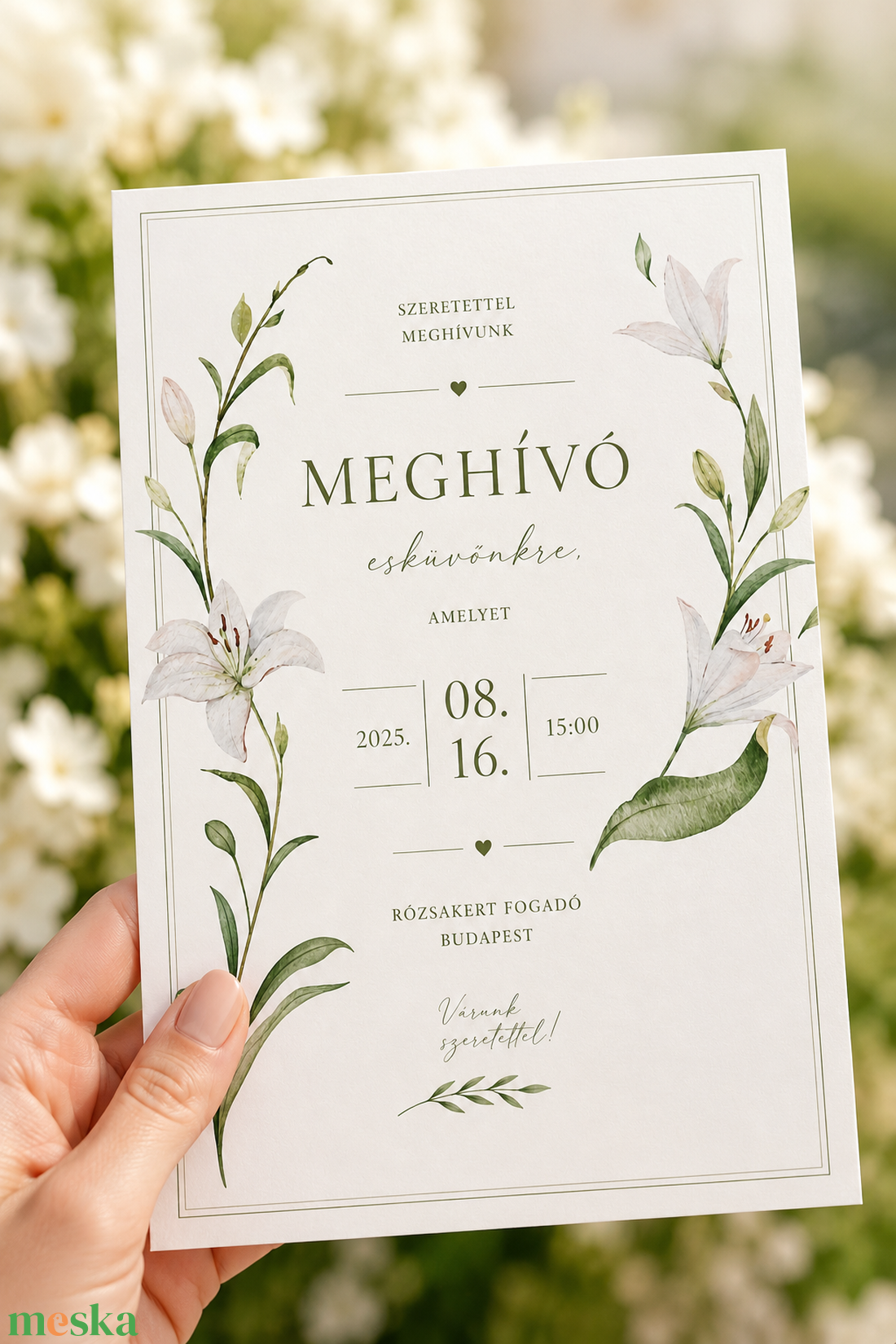 Fehér Liliom Kertje - esküvő - meghívó & kártya - meghívó - Meska.hu