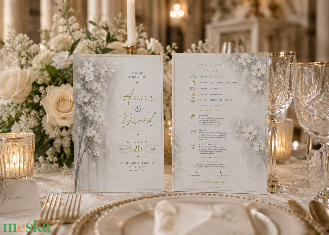 Pearl Blossom � Gyöngyvirág Elegancia Esküvői Meghívó - esküvő - meghívó & kártya - meghívó - Meska.hu